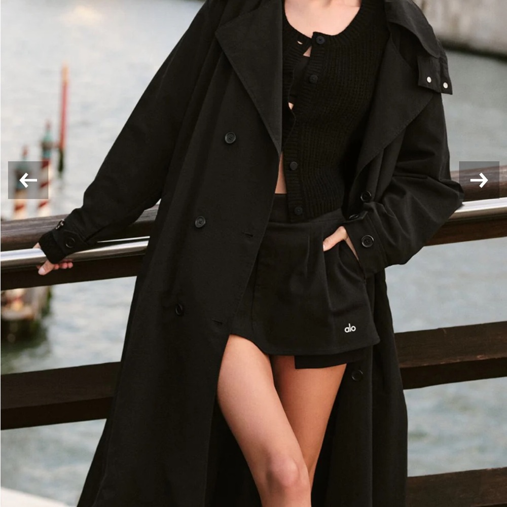 nwt ALO Yoga Black Daybreak Long Coat